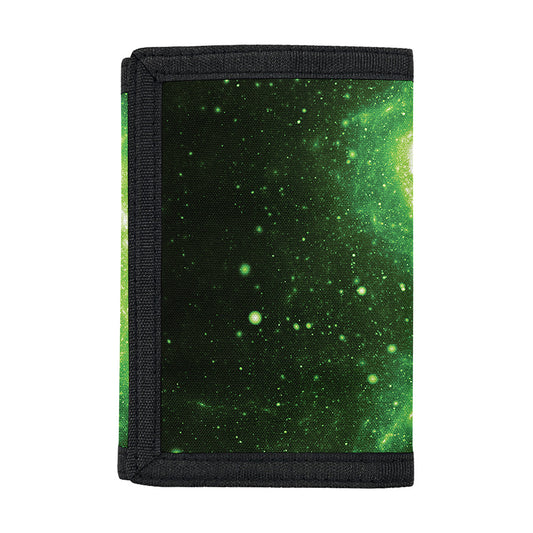 Green Sparkle Galaxy Print Trifold Wallet