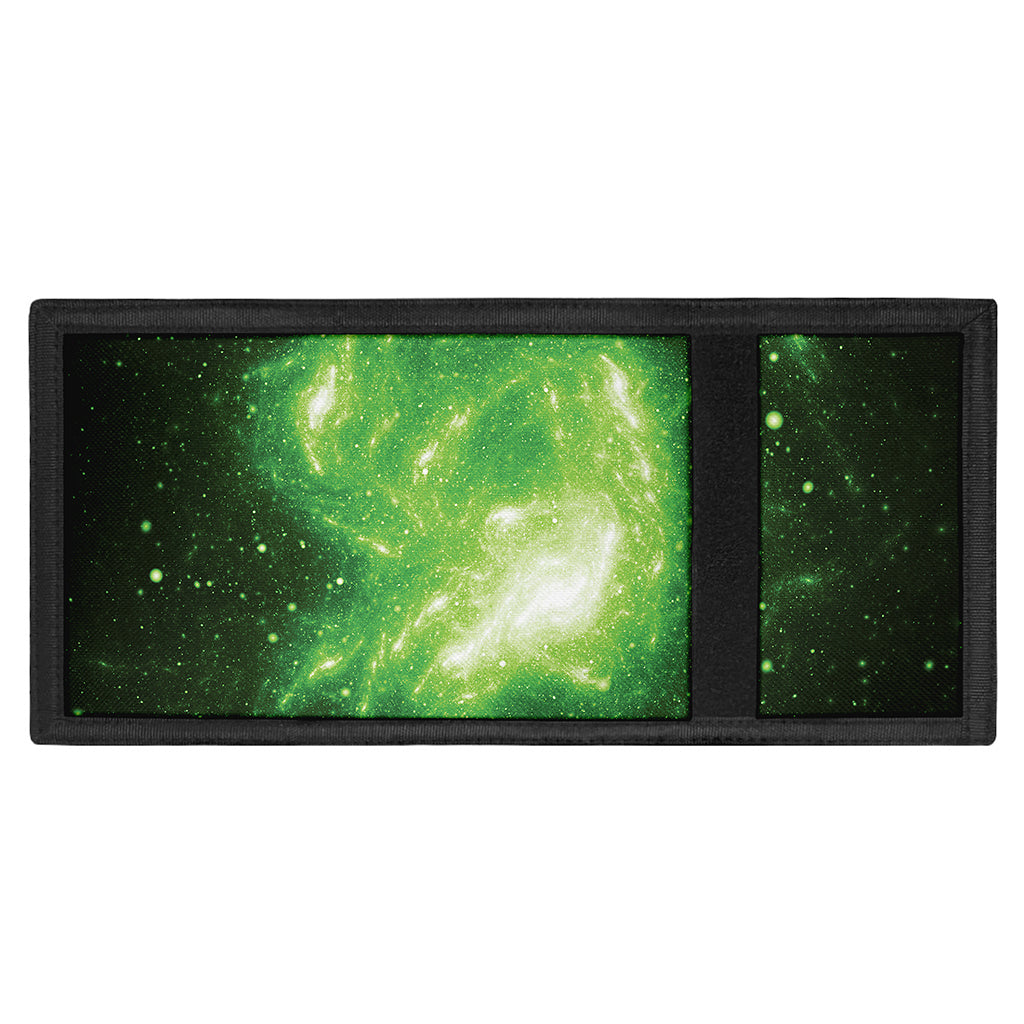 Green Sparkle Galaxy Print Trifold Wallet