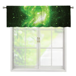 Green Sparkle Galaxy Print Window Valance
