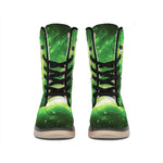 Green Sparkle Galaxy Print Winter Boots