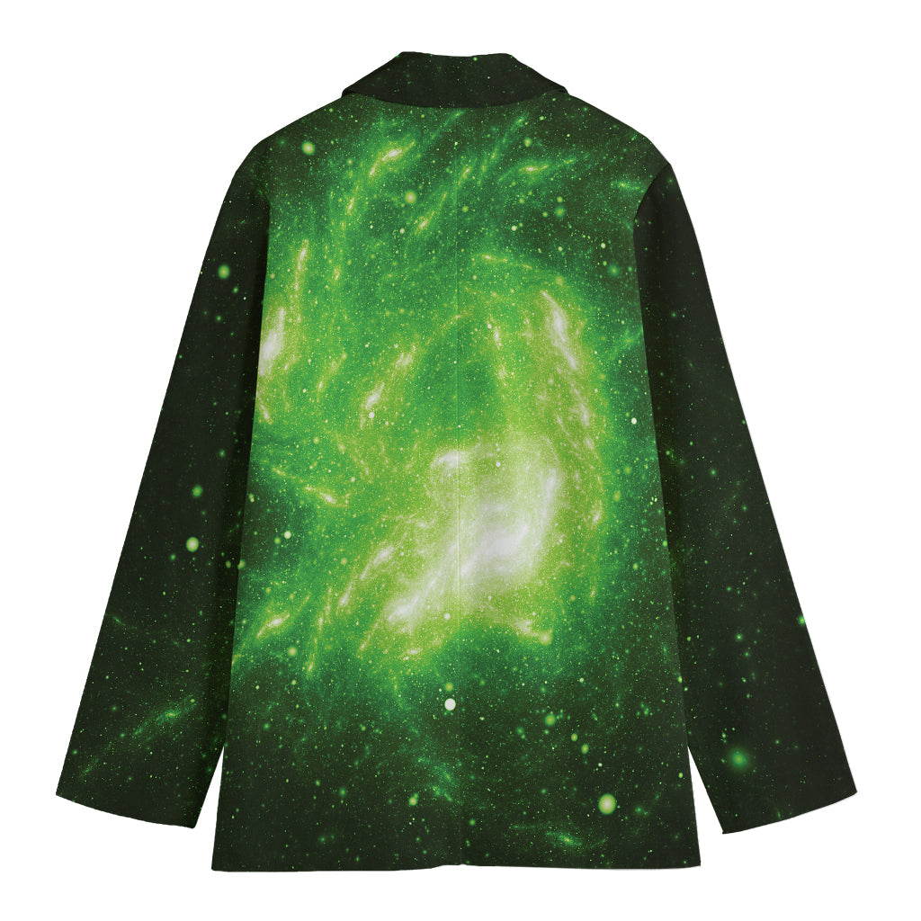 Green Sparkle Galaxy Print Women's Blazer