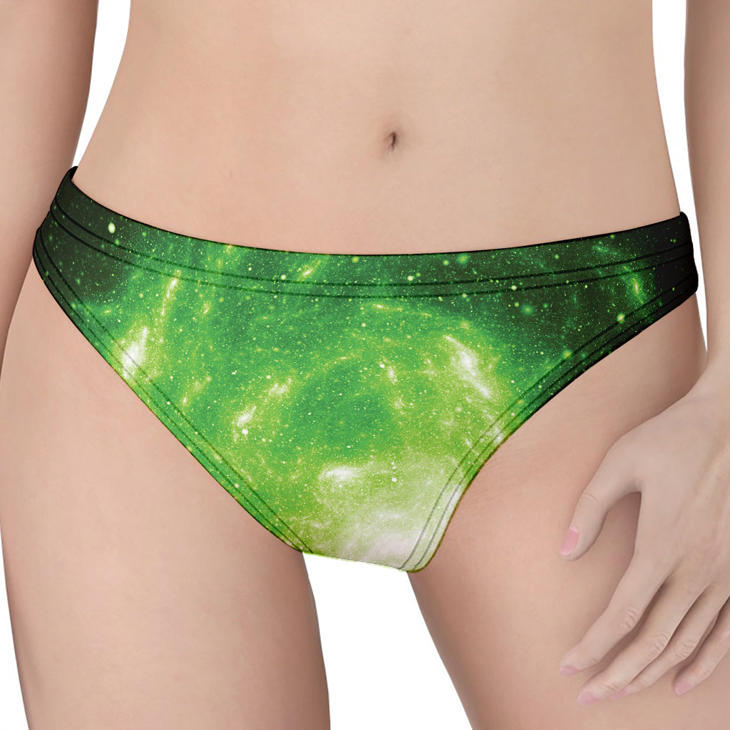 Green Sparkle Galaxy Print Women's Thong