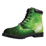 Green Sparkle Galaxy Print Work Boots