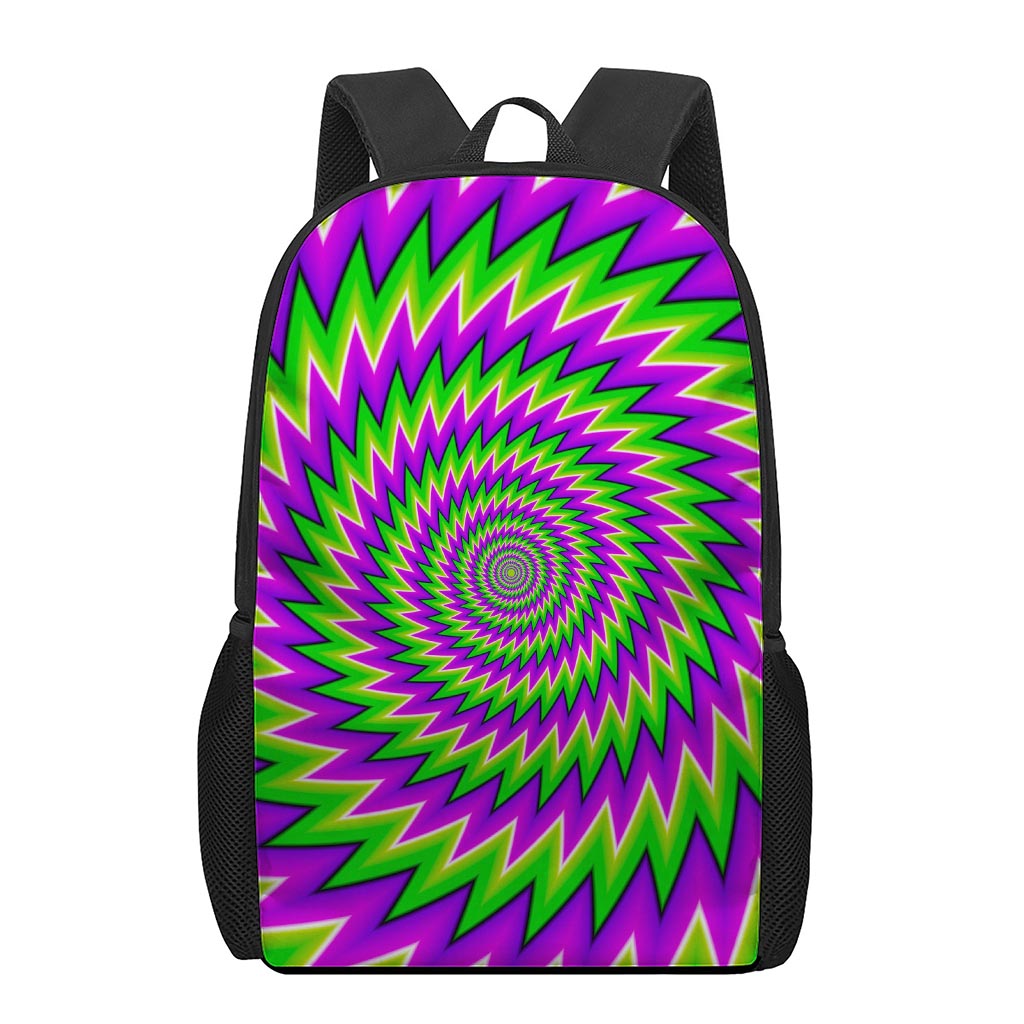Green Spiral Moving Optical Illusion 17 Inch Backpack
