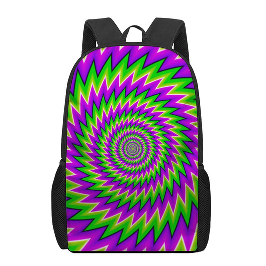 Green Spiral Moving Optical Illusion 17 Inch Backpack