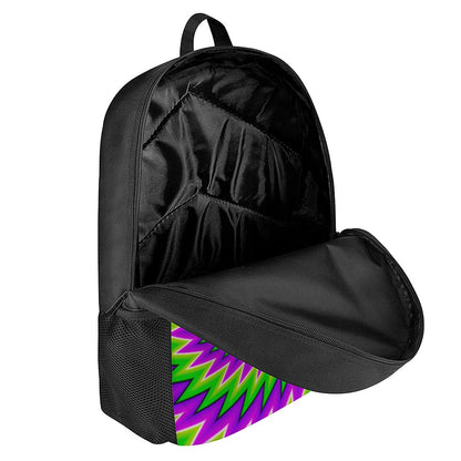 Green Spiral Moving Optical Illusion 17 Inch Backpack