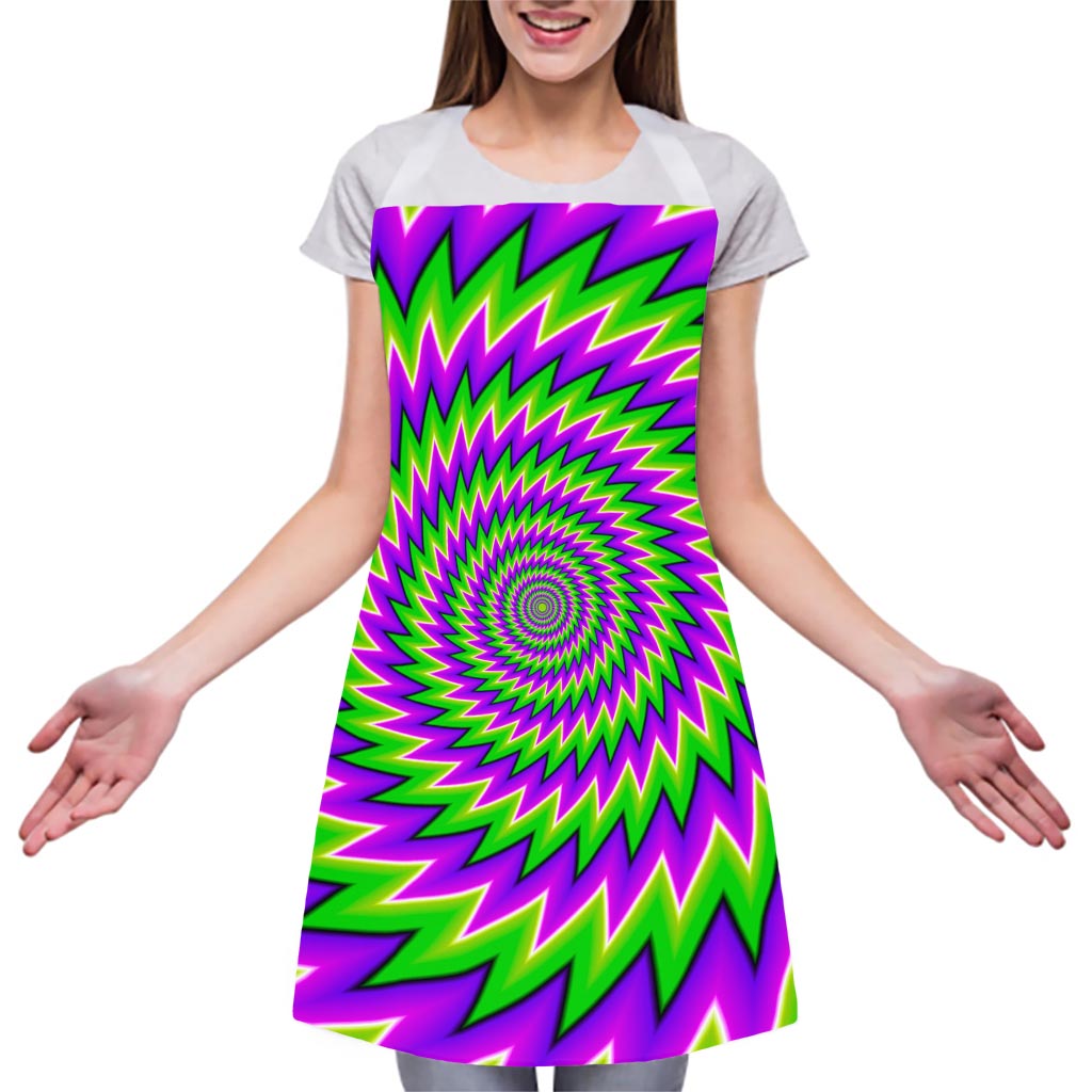 Green Spiral Moving Optical Illusion Adjustable Apron