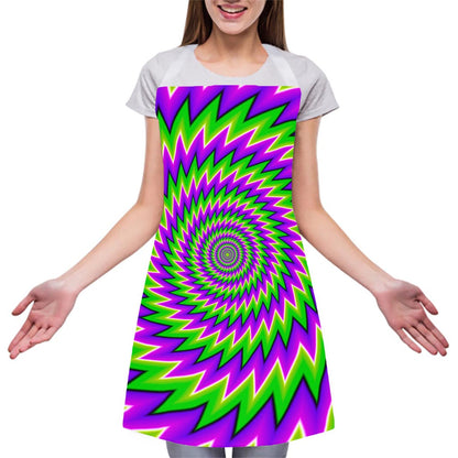 Green Spiral Moving Optical Illusion Adjustable Apron