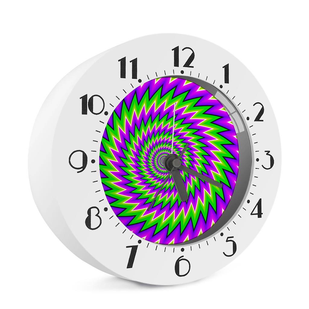 Green Spiral Moving Optical Illusion Alarm Clock