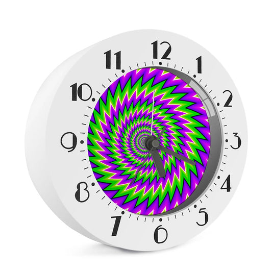 Green Spiral Moving Optical Illusion Alarm Clock