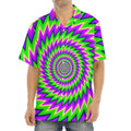 Green Spiral Moving Optical Illusion Aloha Shirt