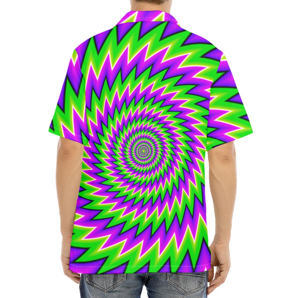 Green Spiral Moving Optical Illusion Aloha Shirt