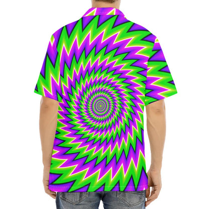 Green Spiral Moving Optical Illusion Aloha Shirt