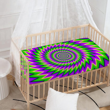 Green Spiral Moving Optical Illusion Baby Crib Sheet