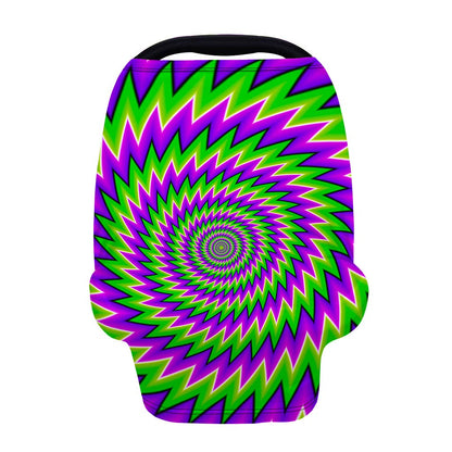 Green Spiral Moving Optical Illusion Baby Seat Cover