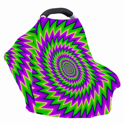 Green Spiral Moving Optical Illusion Baby Seat Cover