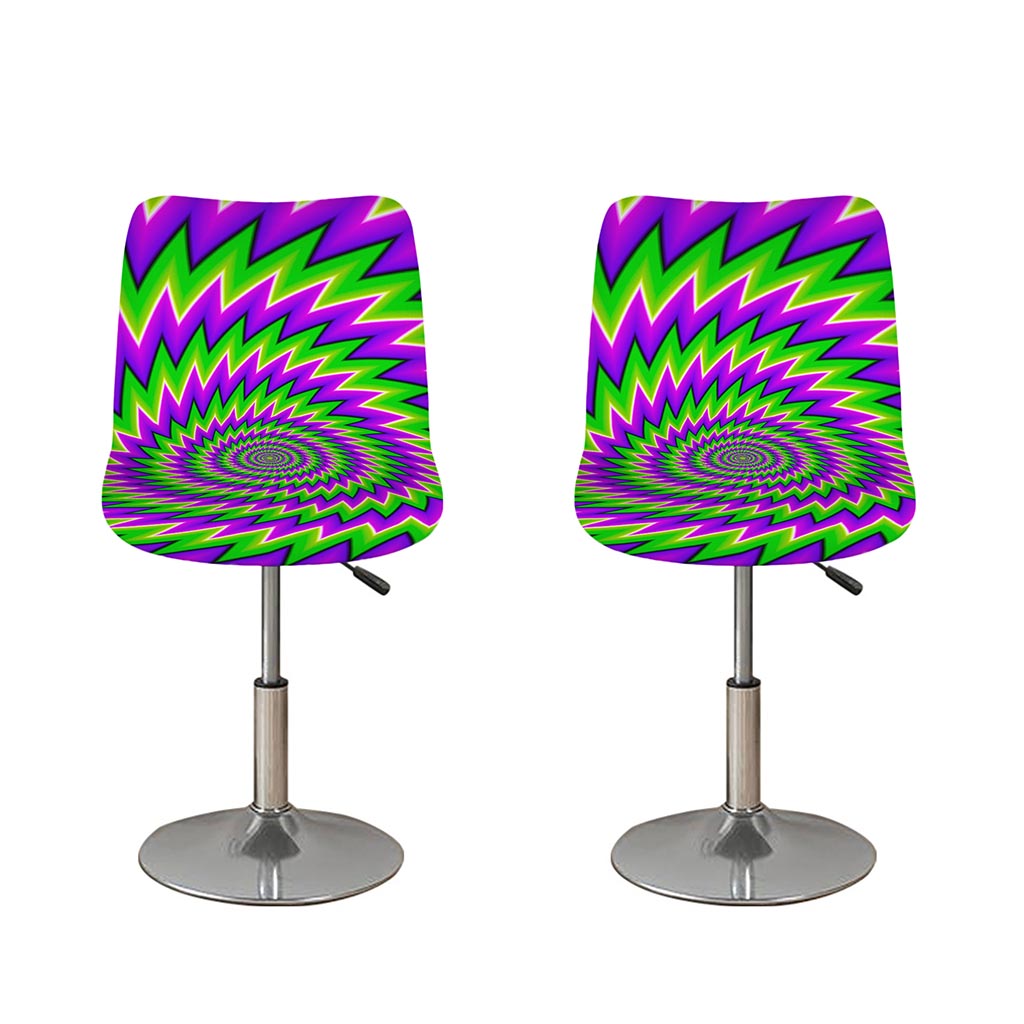 Green Spiral Moving Optical Illusion Bar Stool Covers