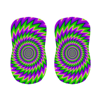 Green Spiral Moving Optical Illusion Bar Stool Covers