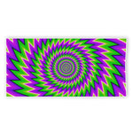 Green Spiral Moving Optical Illusion Beach Towel