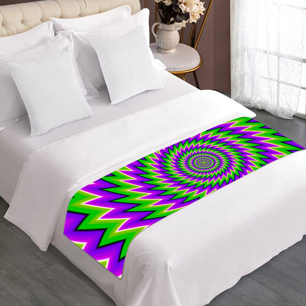 Green Spiral Moving Optical Illusion Bed Runner