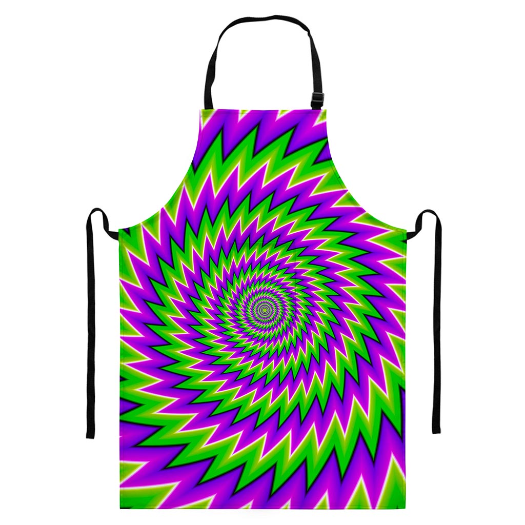 Green Spiral Moving Optical Illusion Bib Apron With Pocket
