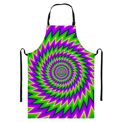 Green Spiral Moving Optical Illusion Bib Apron With Pocket