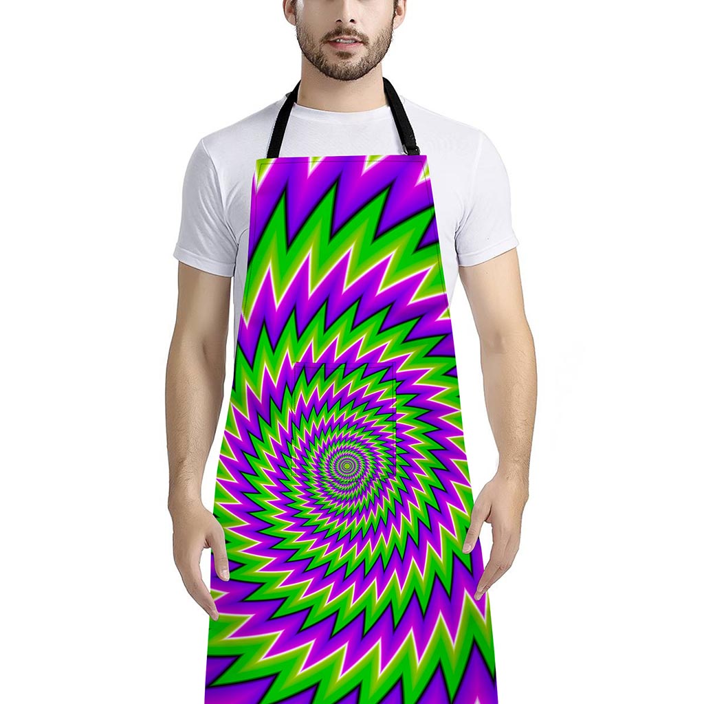 Green Spiral Moving Optical Illusion Bib Apron With Pocket