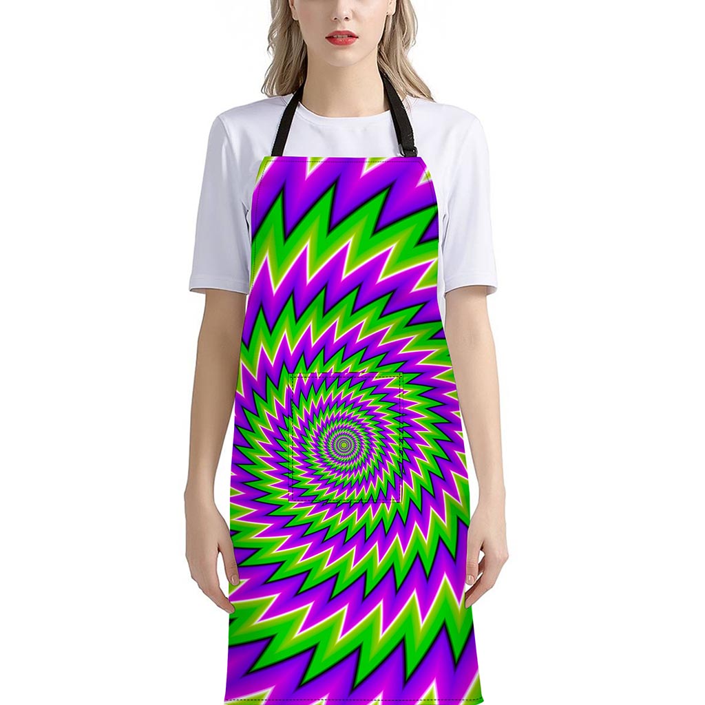 Green Spiral Moving Optical Illusion Bib Apron With Pocket