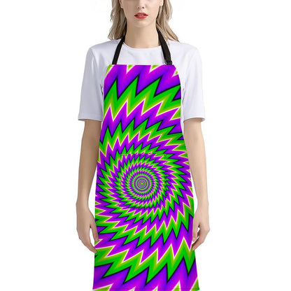Green Spiral Moving Optical Illusion Bib Apron With Pocket