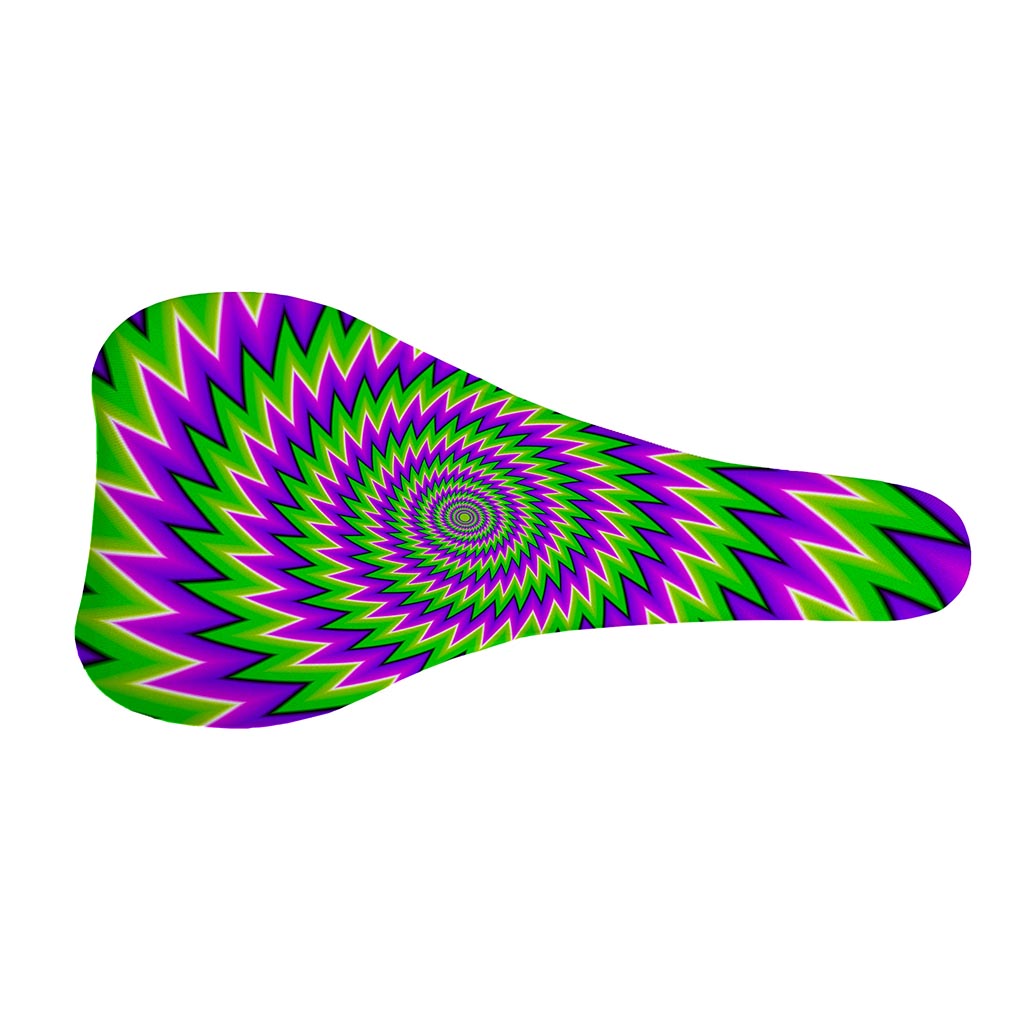 Green Spiral Moving Optical Illusion Bicycle Seat Cover