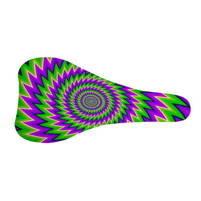 Green Spiral Moving Optical Illusion Bicycle Seat Cover