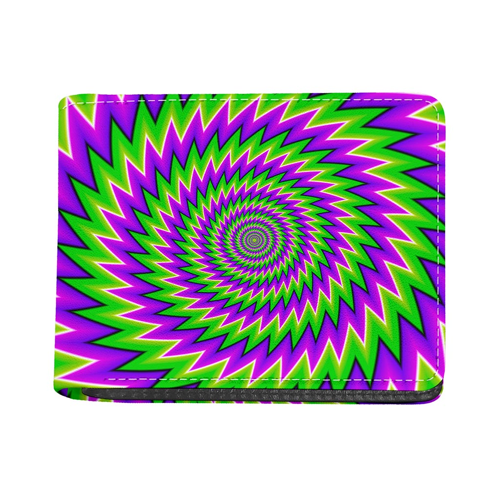 Green Spiral Moving Optical Illusion Bifold Wallet