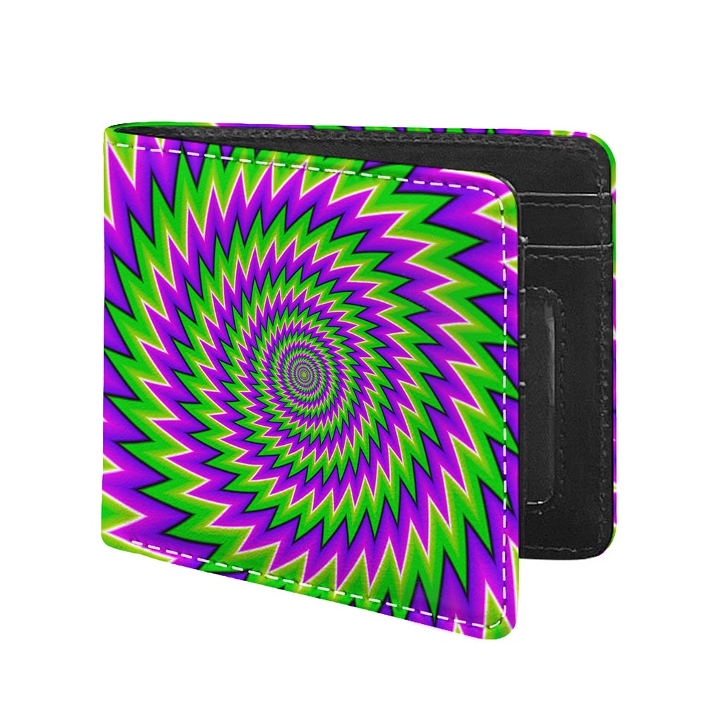 Green Spiral Moving Optical Illusion Bifold Wallet