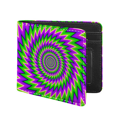 Green Spiral Moving Optical Illusion Bifold Wallet
