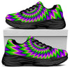 Green Spiral Moving Optical Illusion Black Chunky Shoes