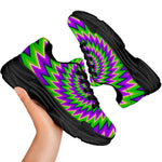 Green Spiral Moving Optical Illusion Black Chunky Shoes