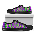 Green Spiral Moving Optical Illusion Black Low Top Sneakers