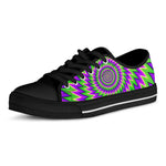 Green Spiral Moving Optical Illusion Black Low Top Sneakers