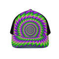 Green Spiral Moving Optical Illusion Black Mesh Trucker Hat