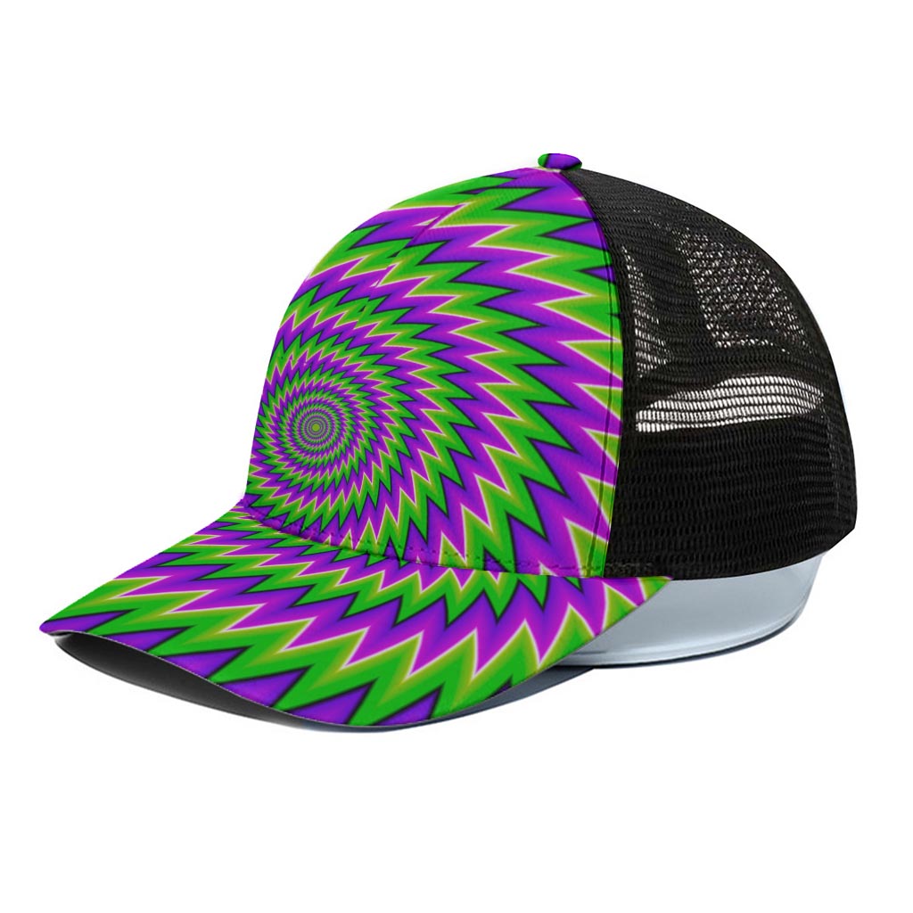Green Spiral Moving Optical Illusion Black Mesh Trucker Cap