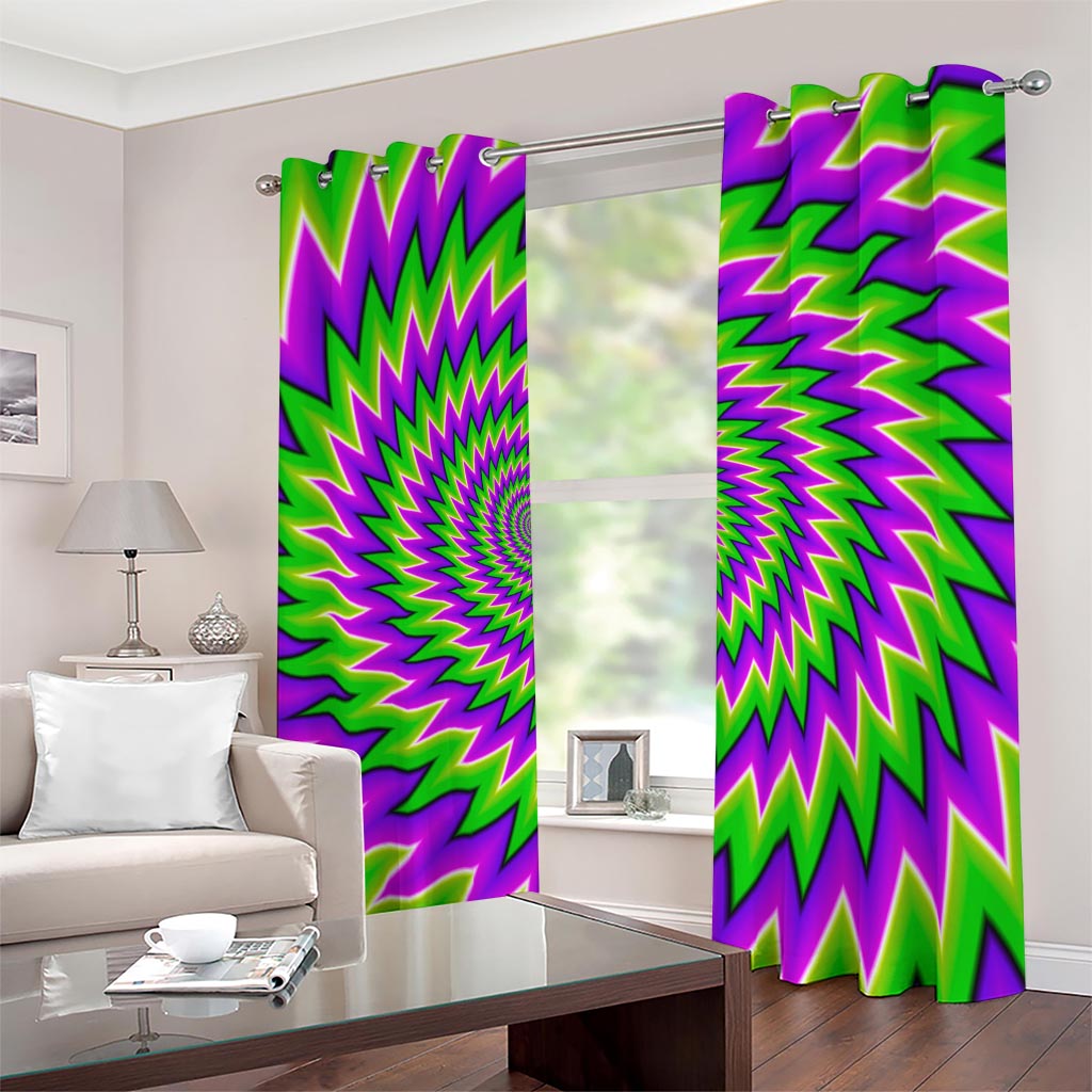Green Spiral Moving Optical Illusion Blackout Grommet Curtains