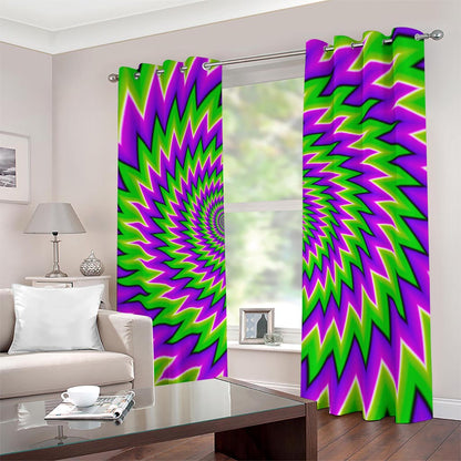 Green Spiral Moving Optical Illusion Blackout Grommet Curtains
