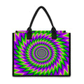 Green Spiral Moving Optical Illusion Canvas Tote Bag