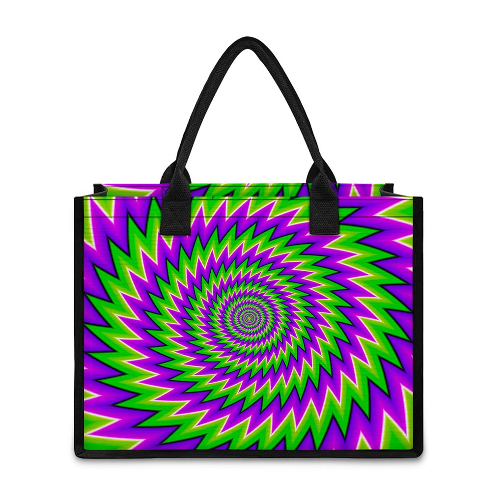 Green Spiral Moving Optical Illusion Canvas Tote Bag