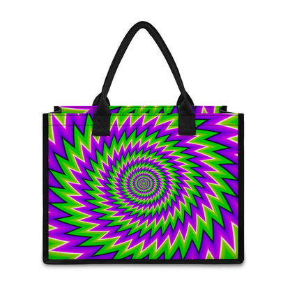 Green Spiral Moving Optical Illusion Canvas Tote Bag