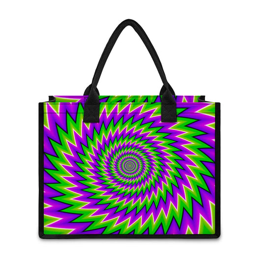 Green Spiral Moving Optical Illusion Canvas Tote Bag