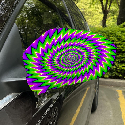 Green Spiral Moving Optical Illusion Car Side Mirror Covers