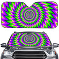 Green Spiral Moving Optical Illusion Car Windshield Sun Shade