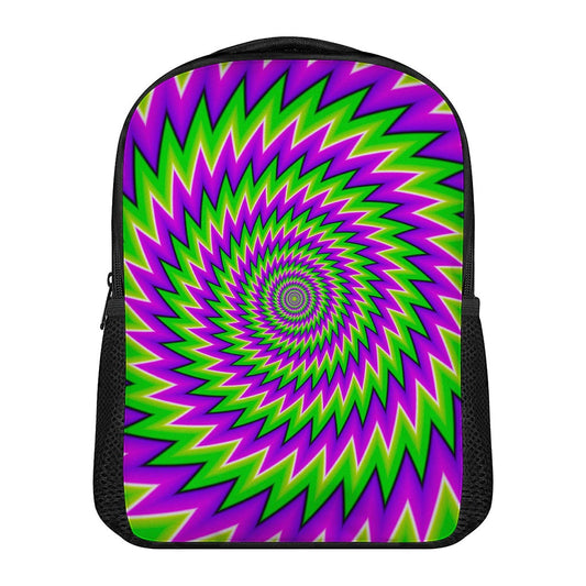 Green Spiral Moving Optical Illusion Casual Backpack