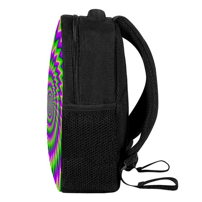 Green Spiral Moving Optical Illusion Casual Backpack